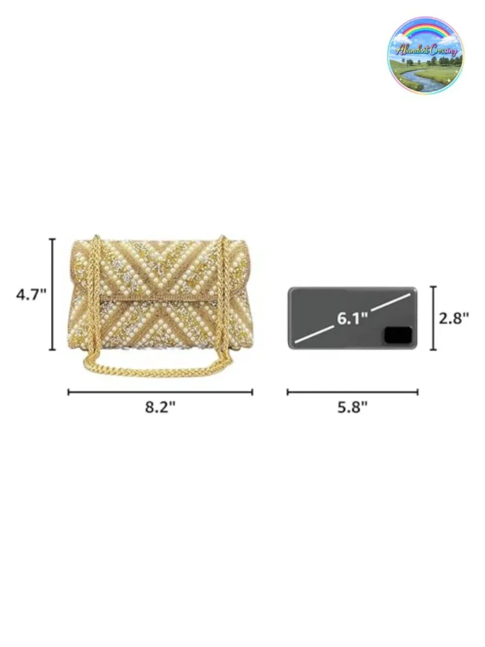 Rhinestone Clutch Purse with Chain - Sparkly Evening Bag Women